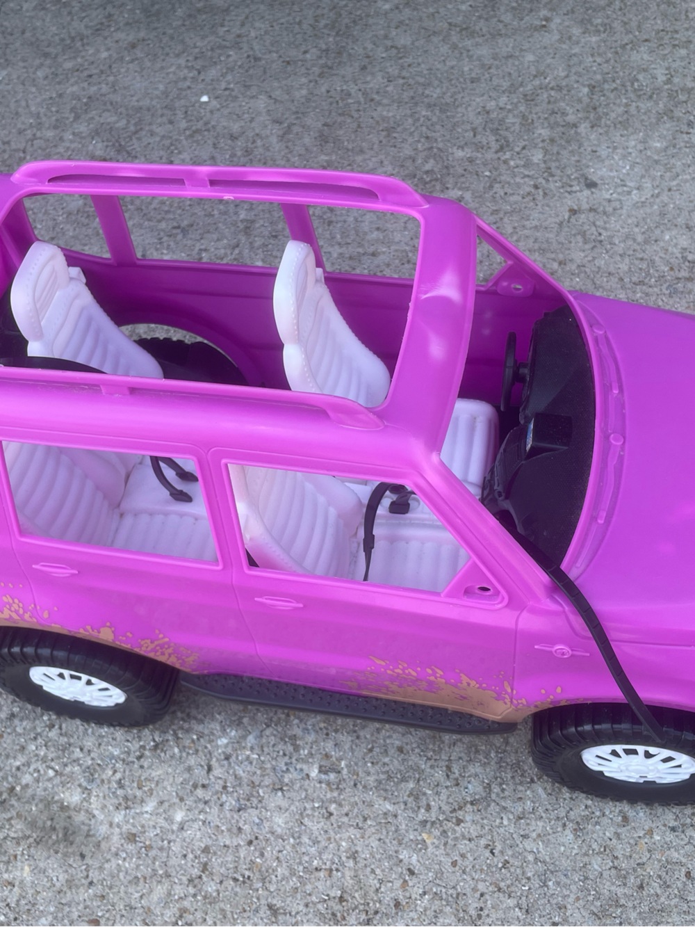 Barbie Bright Pink SUV Toy with White Interior Seats